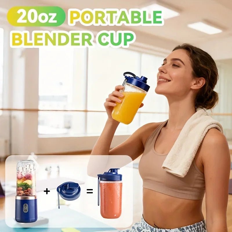 Portable Double - Cup Electric Juicer Blender – 6 - Blade USB Rechargeable ⁸ Maker (400ml) - GNG Essentials