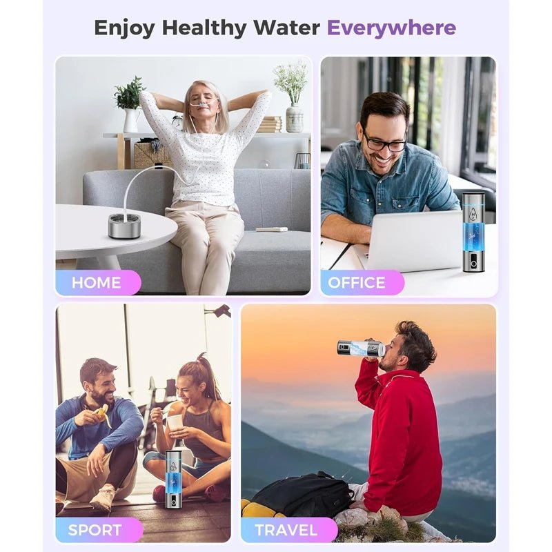 High Concentration Hydrogen Water Bottle – 8000ppb, PEM Hydrogen - Rich Generator, Portable Hydrogen Water Maker - GNG Essentials