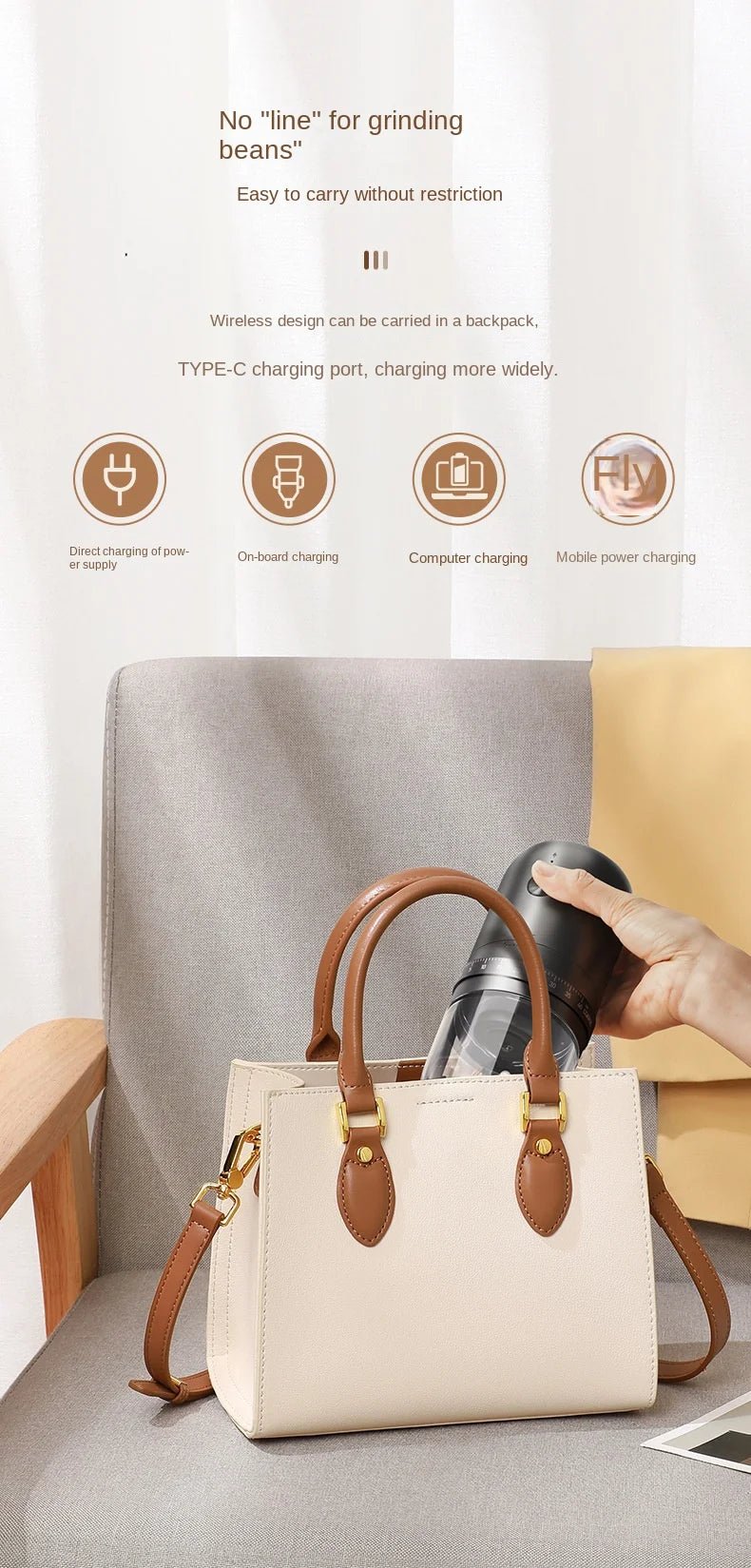 Electric Coffee Bean Grinder – Rechargeable, 40 Gears, Adjustable, Portable Mini Hand - Pour, Household Coffee MillElectric Mini Coffee Grinder - GNG Essentials