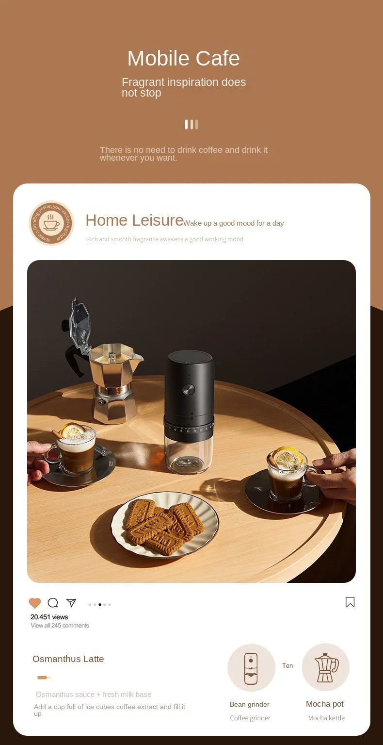 Electric Coffee Bean Grinder – Rechargeable, 40 Gears, Adjustable, Portable Mini Hand - Pour, Household Coffee MillElectric Mini Coffee Grinder - GNG Essentials