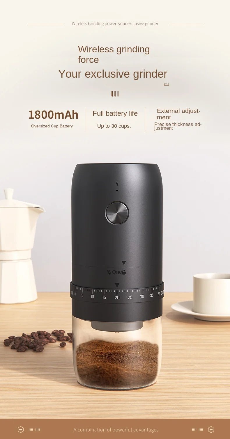 Electric Coffee Bean Grinder – Rechargeable, 40 Gears, Adjustable, Portable Mini Hand - Pour, Household Coffee MillElectric Mini Coffee Grinder - GNG Essentials