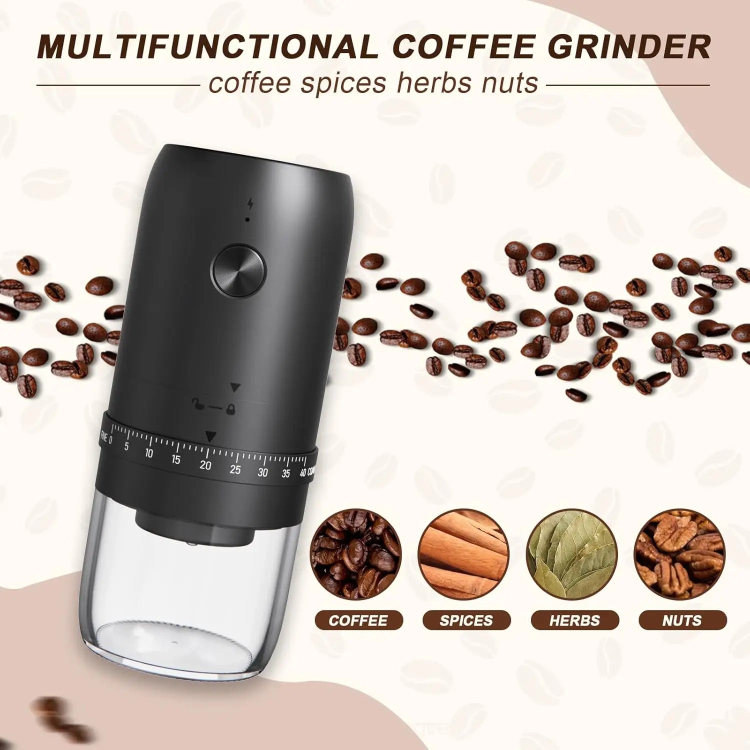 Electric Coffee Bean Grinder – Rechargeable, 40 Gears, Adjustable, Portable Mini Hand - Pour, Household Coffee MillElectric Mini Coffee Grinder - GNG Essentials